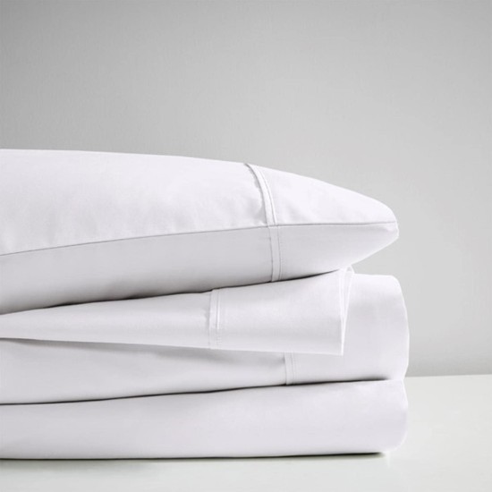  Cooling 600 Thread Count Cotton Blend 4-Pc. Sheet Set, Queen – White