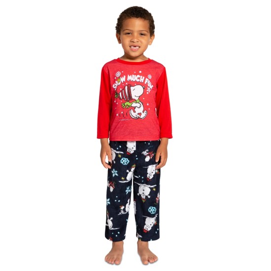  Matching Little Boys and Girls 2-Piece Peanuts Long-Sleeve Pajama Set – Grey, 4