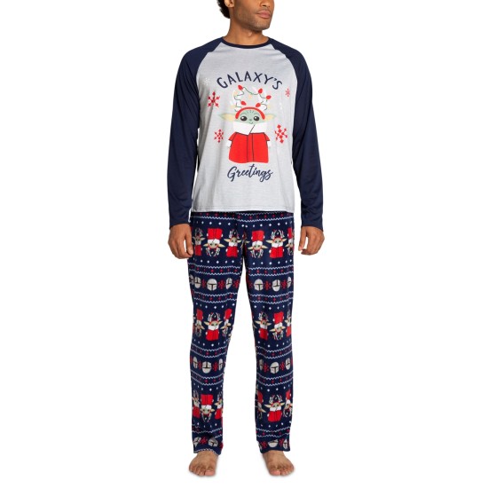  Matching Unisex Mandalorian Long-Sleeve Top and Pajama Pants Set – Navy, X-Large