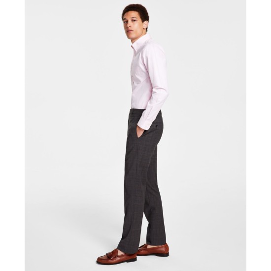  Men’s Classic-Fit Stretch Pinstripe Wool Blend Suit Pant,Brown, 32×30