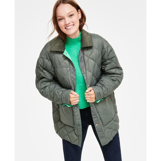  Jeans Women’s Reversible Quilted Barn Jacket – Island Green/thyme, Large