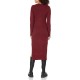  Jeans Women’s Ribbed Long Sleeve Crewneck Side Slit Dress,Syrah, Large