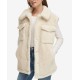  Jeans Women’s Snap-Front Shirt-Style Sherpa Vest – Chalk