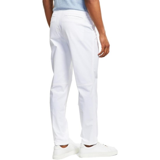  Mens Flat Front Straight Legs Trouser Pants,White, 42/30