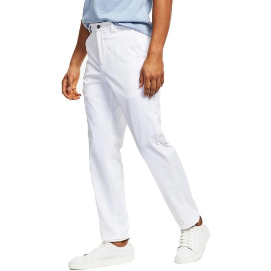  Mens Flat Front Straight Legs Trouser Pants,White, 42/30