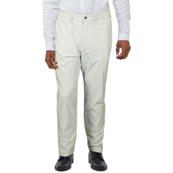  Mens Slim Fit Wrinkle Resistant Trouser Pants, Light Grey, 42×30