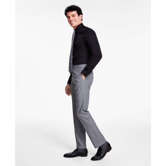  Men’s Slim-Fit Performance Dress Pants, Black/White, 38×30