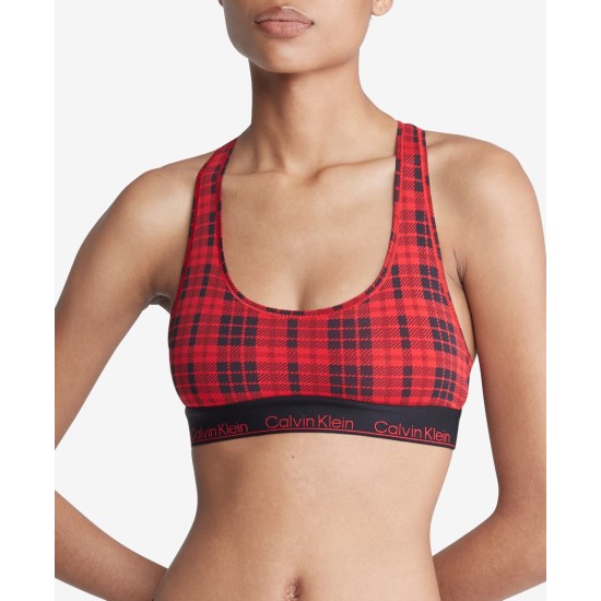  Modern Cotton Unlined Wireless Bralette, Red, Small