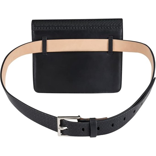  Wide Flap Embossed Monogram Belt Bag with Buckle – Black, Large