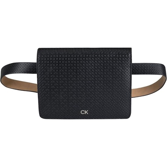  Wide Flap Embossed Monogram Belt Bag with Buckle – Black, Large