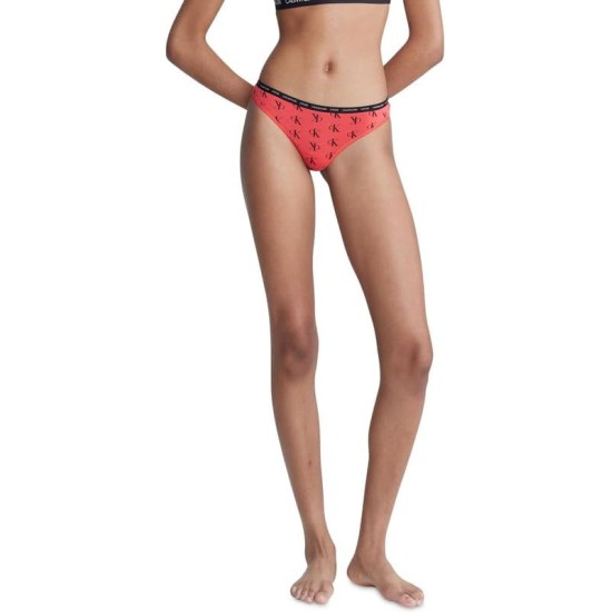  Women’s CK One Cotton Singles Thong Underwear, Red, Medium