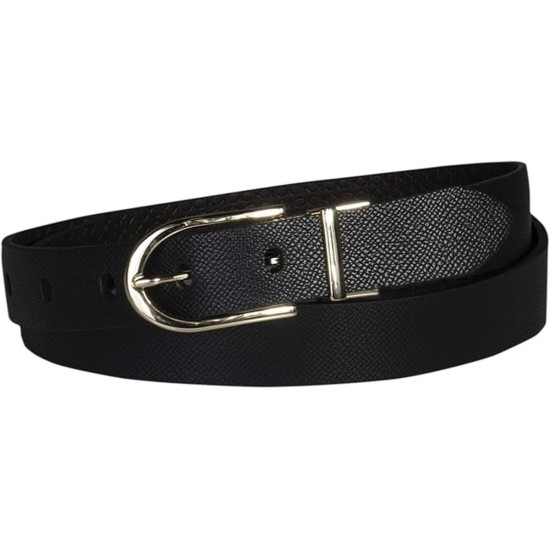  Women’s Embossed Casual Reversible Belt – Black/brown