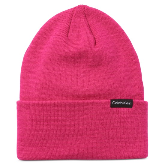  Women’s Foldover-Cuff Double-Layered Beanie – Cerise