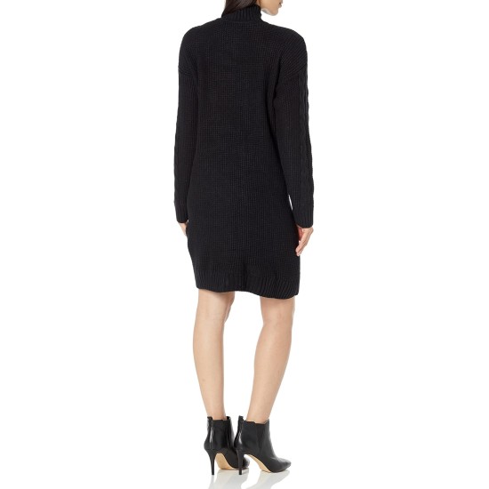  Womens Half SIZP Sweater Dress Sweater Dress,Black,Small