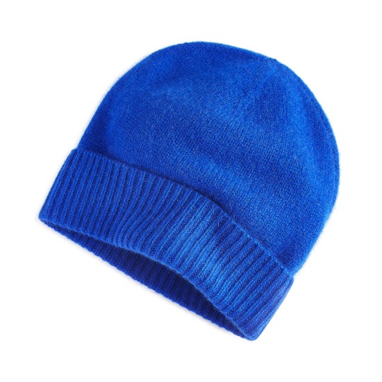  100% Cashmere Cuffed Beanie, Bright Blue