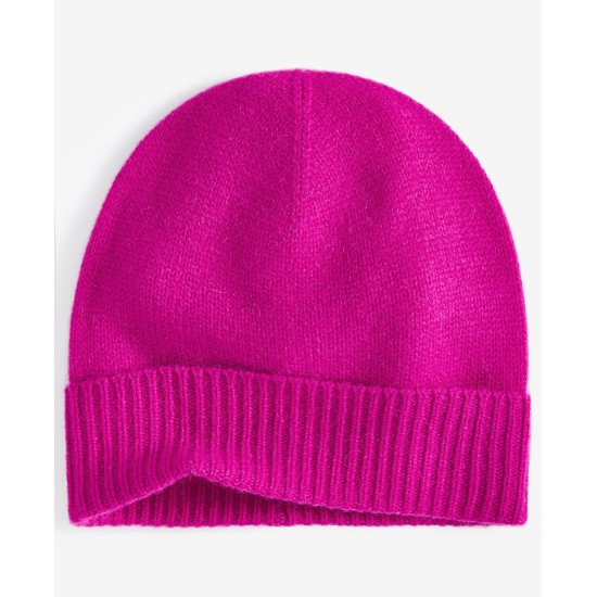  100% Cashmere Cuffed Beanie, Fuchsia