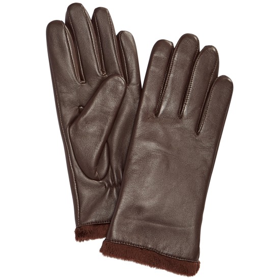  Micro Faux Fur Lined Leather Tech Gloves, Java, X-Large