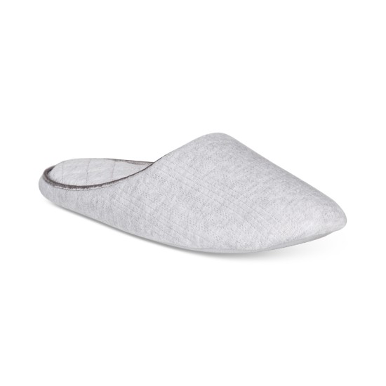  Pointelle Closed-Toe Slippers, Dove Grey Heather, Small