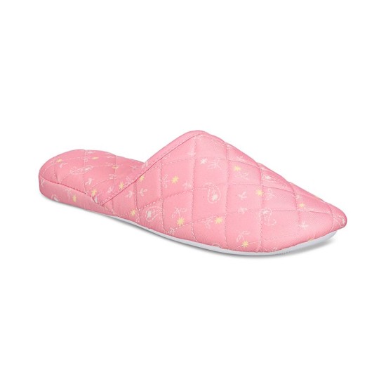  Women’s Quilted Paisley Floral Slippers, Pink Paisley, Large