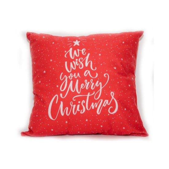  Merry Christmas Decorative Pillow, 18″ X 18″ – Red