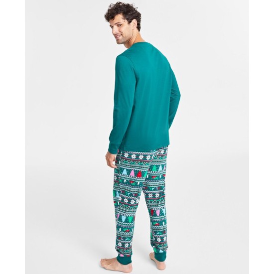  Matching Men’s Mix It Jolly Fair Pajamas Set, Green, X-Large