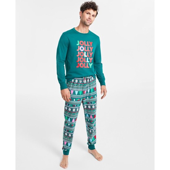  Matching Men’s Mix It Jolly Fair Pajamas Set, Green, X-Large