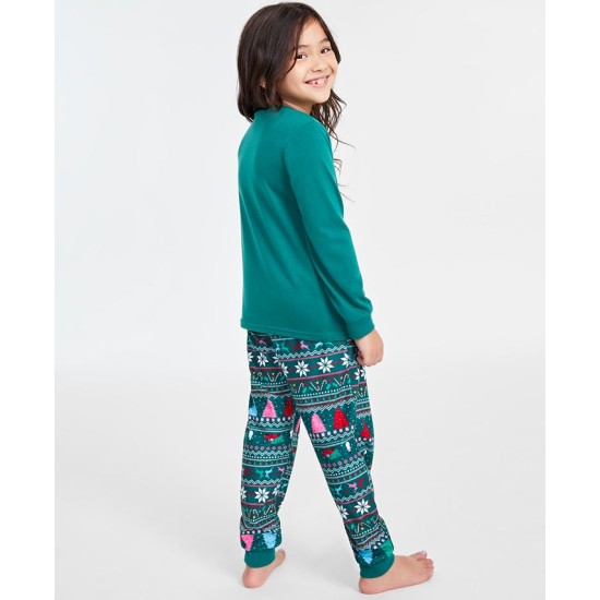  Matching Toddler, Little & Big Kids Jolly Fair Pajamas Set, Green, 6-7