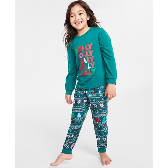  Matching Toddler, Little & Big Kids Jolly Fair Pajamas Set, Green, 10-12