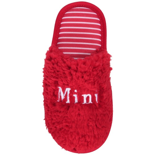  Mini Big Kid’s Matching Holiday Slippers,  Red