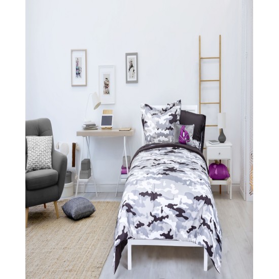  Camo Gray 6-Pc. Twin Comforter Set