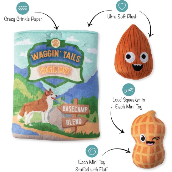  Hide & Seek Plush Burrow Dog Toy Set, WAGGIN Tail Trail Mix(289212), Multicolored