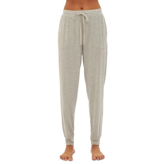  Body Women’s Drawstring-Waist Jogger Pajama Pants (Grey Heather, Large)