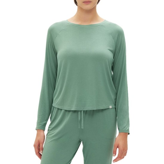  Body Women’s Long-Sleeve Crewneck Pajama Top, Boggy Green, Medium