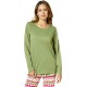  Women’s Long-Sleeve Crewneck Pajama Top – Loden Green, Large