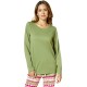  Women’s Long-Sleeve Crewneck Pajama Top – Loden Green, X-Large