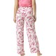  Women’s Printed Knit Long Pajama Sleep Pant, Pink, Large