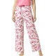  Women’s Printed Knit Long Pajama Sleep Pant, Pink, Large