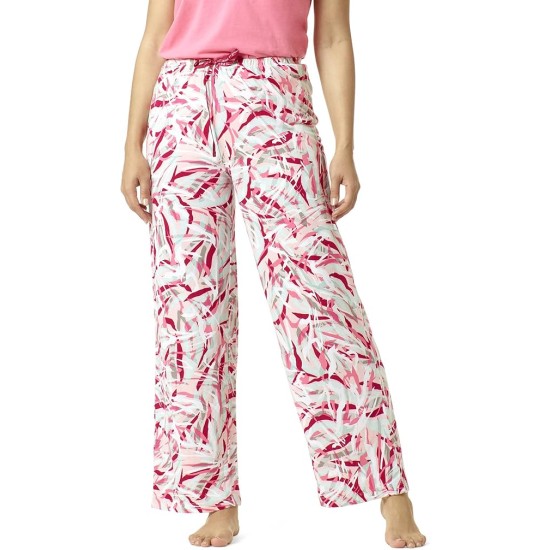  Women’s Printed Knit Long Pajama Sleep Pant, Pink, Small