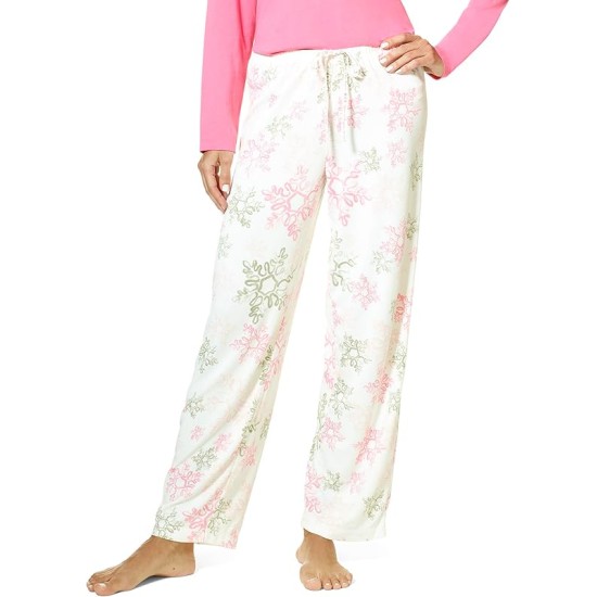  Women’s Waterflakes Printed Pajama Pants, Small, Egret