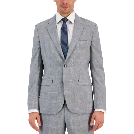 Hugo by  Men’s Modern-Fit Plaid Wool Suit Jacket, Grey, 40S