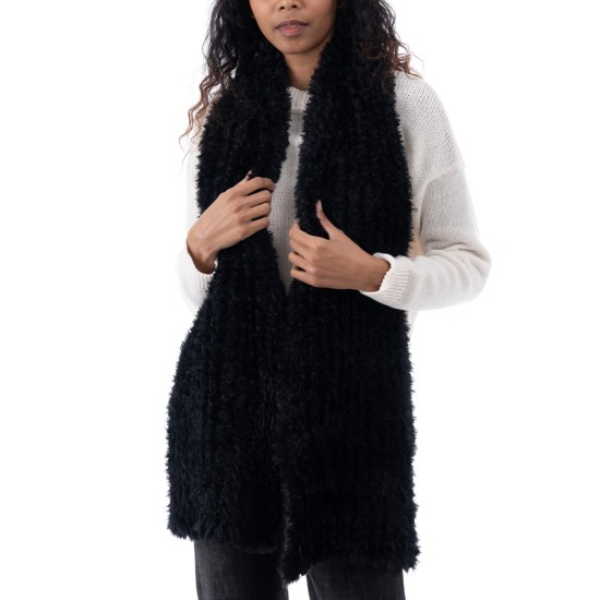  Women’s Faux-Fur Scarf, Black