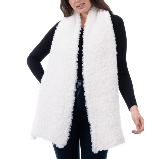  Women’s Faux-Fur Scarf, Ivory