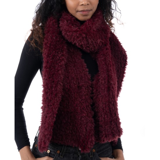  Women’s Faux-Fur Scarf, Wine