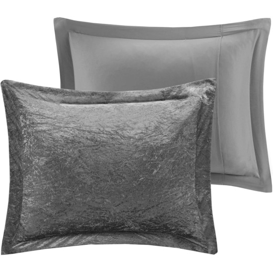  Felicia Velvet 4-Piece Full/Queen Duvet Cover Set – Grey