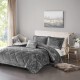  Felicia Velvet 4-Piece Full/Queen Duvet Cover Set – Grey