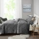  Felicia Velvet 4-Piece Full/Queen Duvet Cover Set – Grey