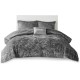  Felicia Velvet 4-Piece Full/Queen Duvet Cover Set – Grey