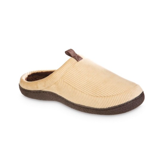  Men’s Corduroy Hoodback Slipper, Pebble, Medium