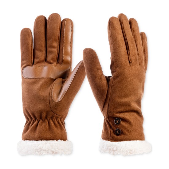  Signature Women’s Microsuede Water-Repellent Gloves – Cognac, Small/Medium