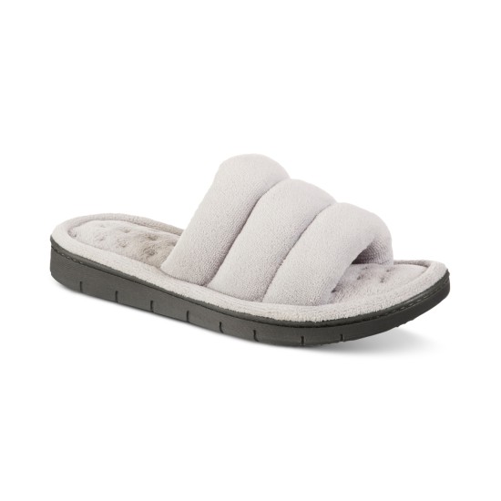  Signature Women’s Microterry Aster Slide Slippers, Ash, 7-8